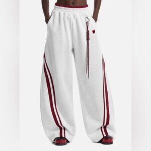 Aelfric Eden Heart Carabiner Baggy Sweatpants Gray Red Stripe Size S NWT